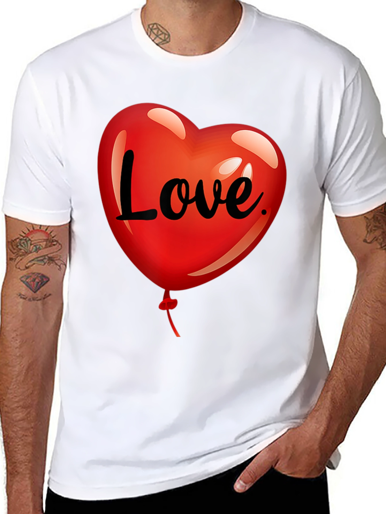 Black Love Heart Balloon Graphic Tee - Black view 8
