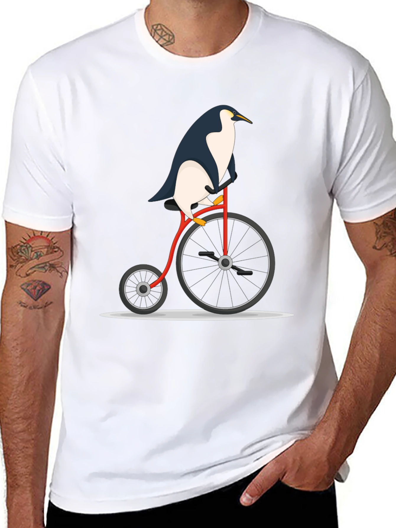Black Penguin on Bike Graphic Tee - Black view 8