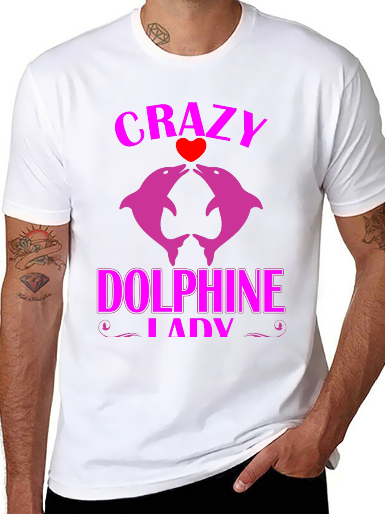 Black Crazy Dolphin Lady Graphic Tee view 8