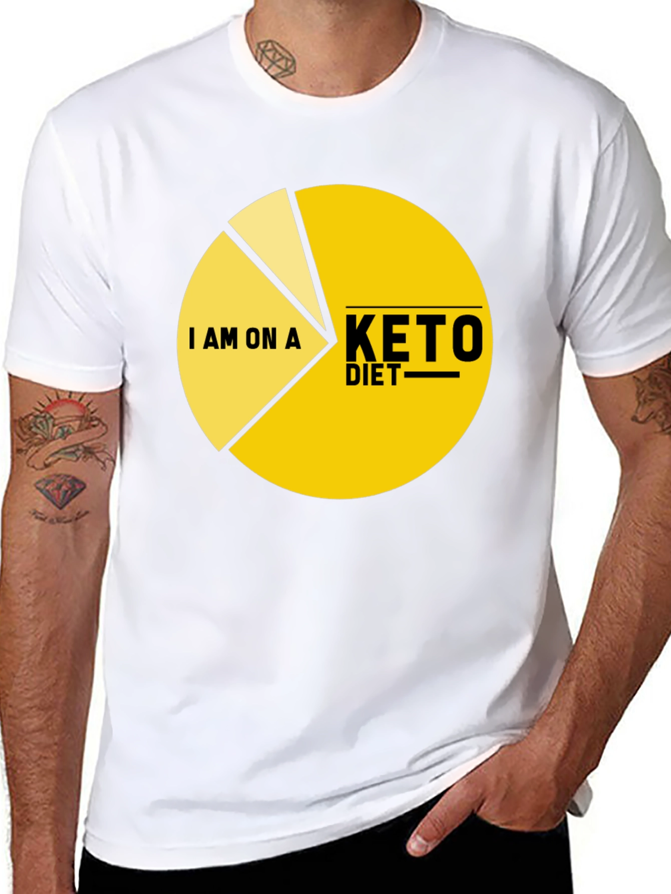 Black Keto Diet Pie Chart T-Shirt - Funny Dieting Tee view 8