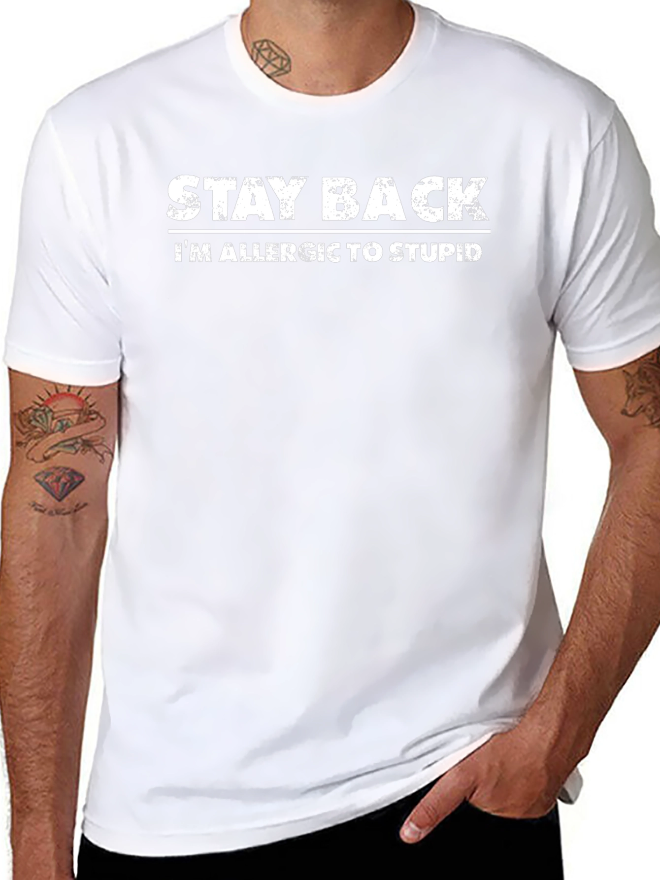 Stay Back Allergic to Stupid Graphic Tee - 8