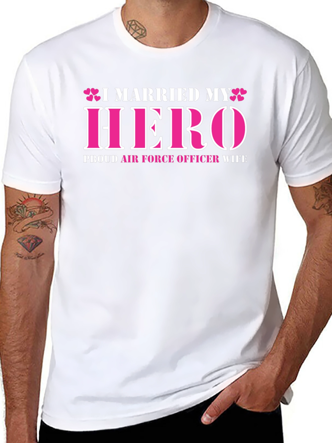 Black I Married My Hero - Air Force Wife T-Shirt view 8