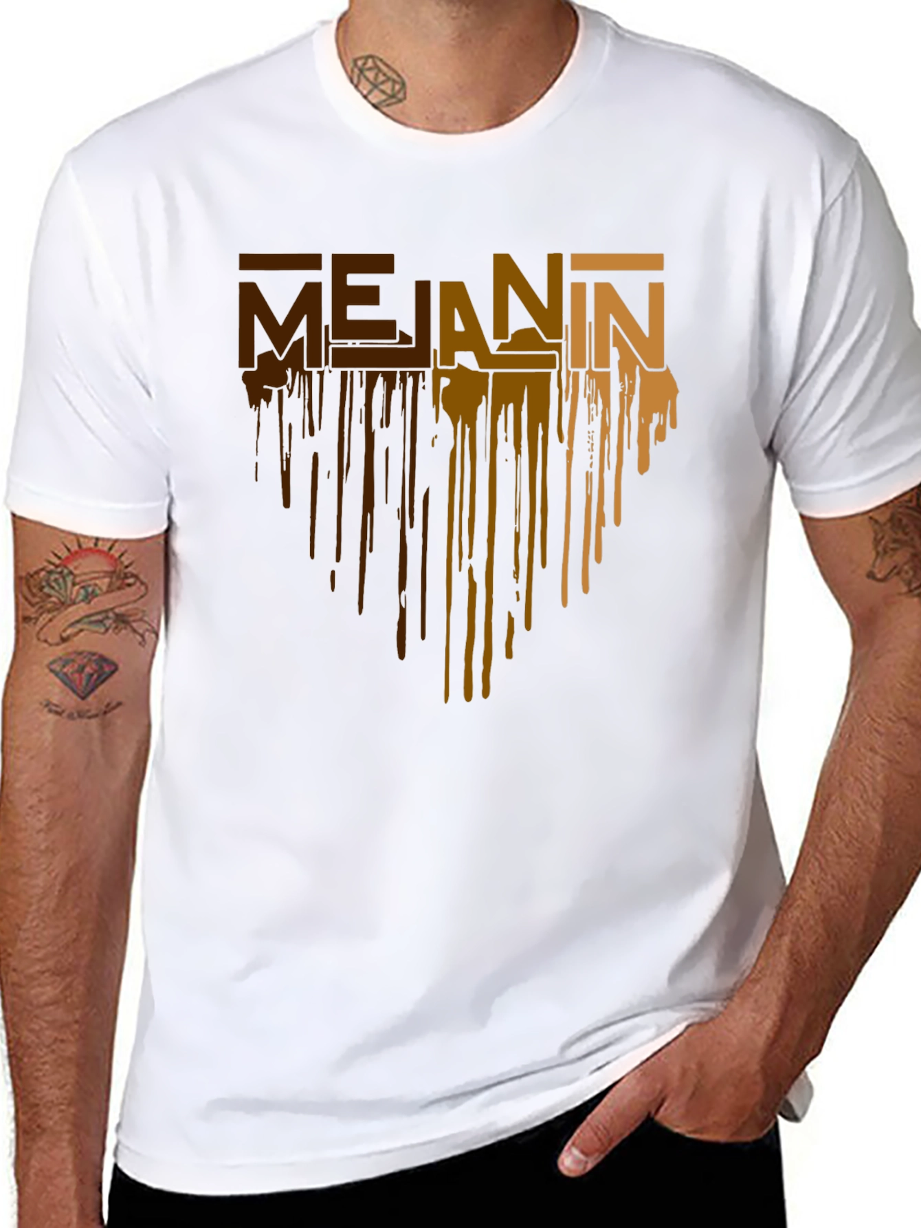 Black Melanin Drip Graphic T-Shirt - Black Cotton Tee view 8