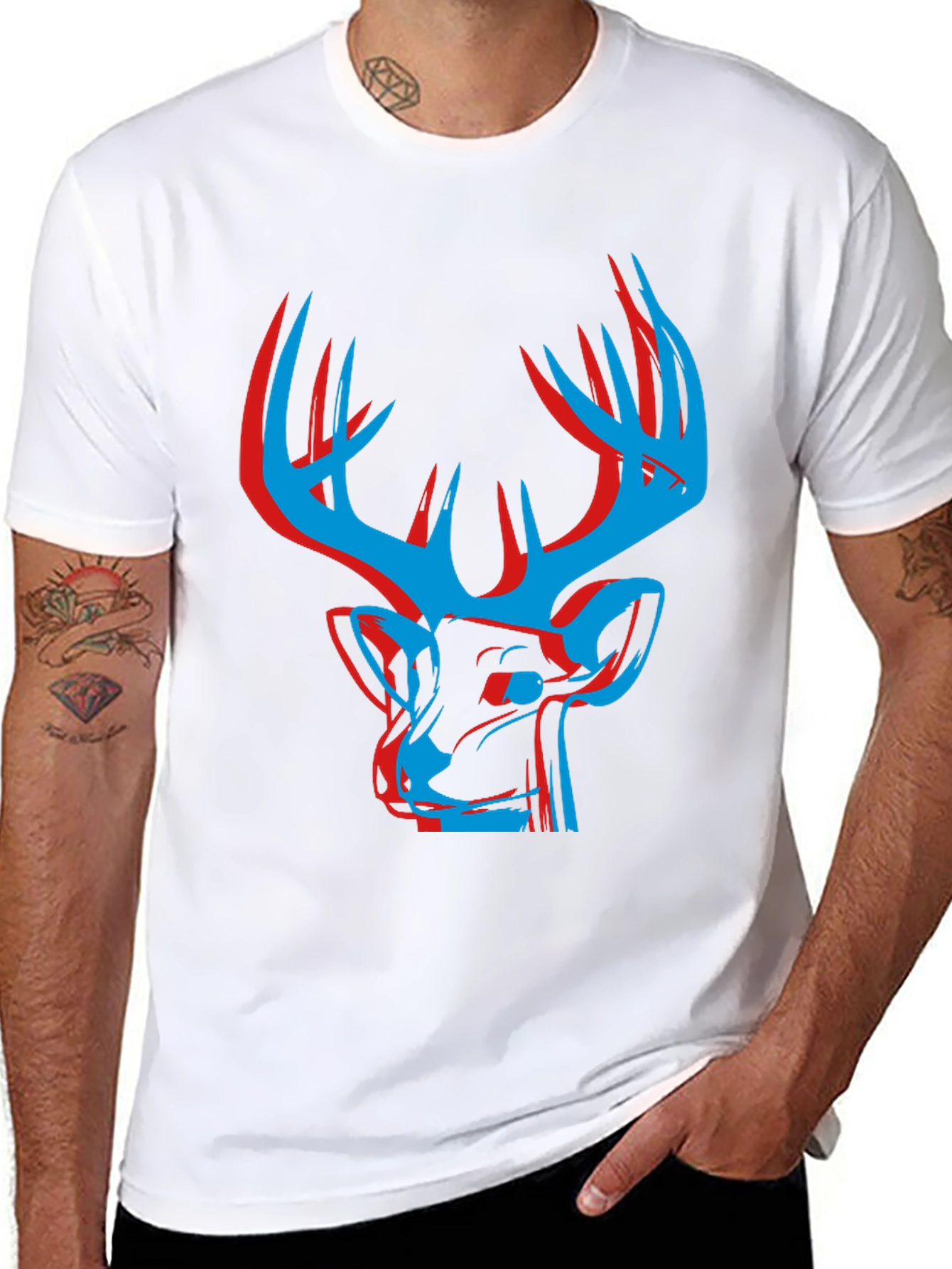 Black Modern Deer Graphic Tee - Black view 8