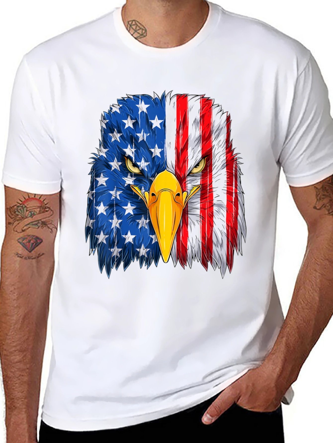 Black American Eagle Flag Graphic T-Shirt view 8