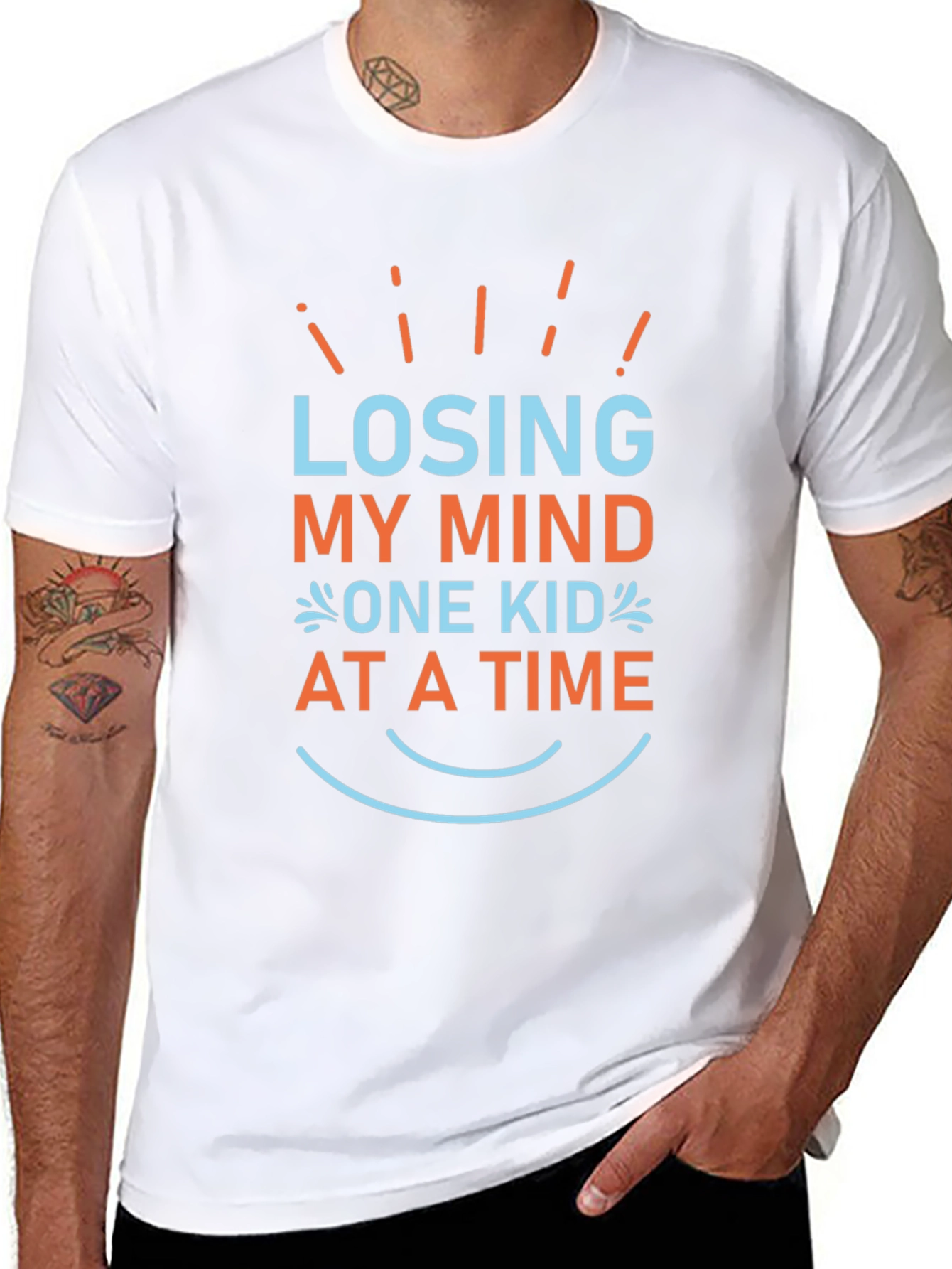 Black Losing My Mind One Kid at a Time Graphic Tee view 8