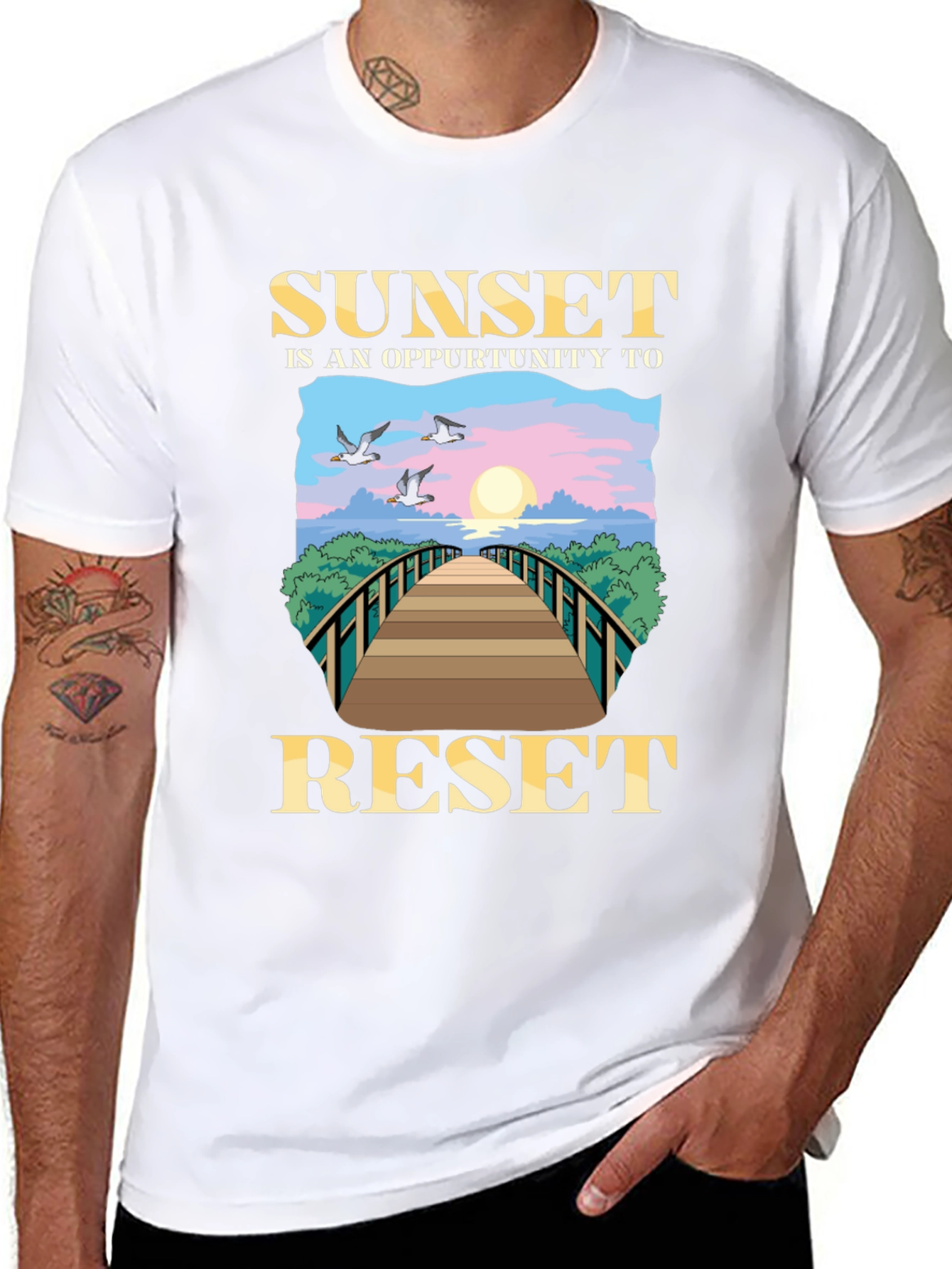 Black Sunset Reset Graphic Tee view 8