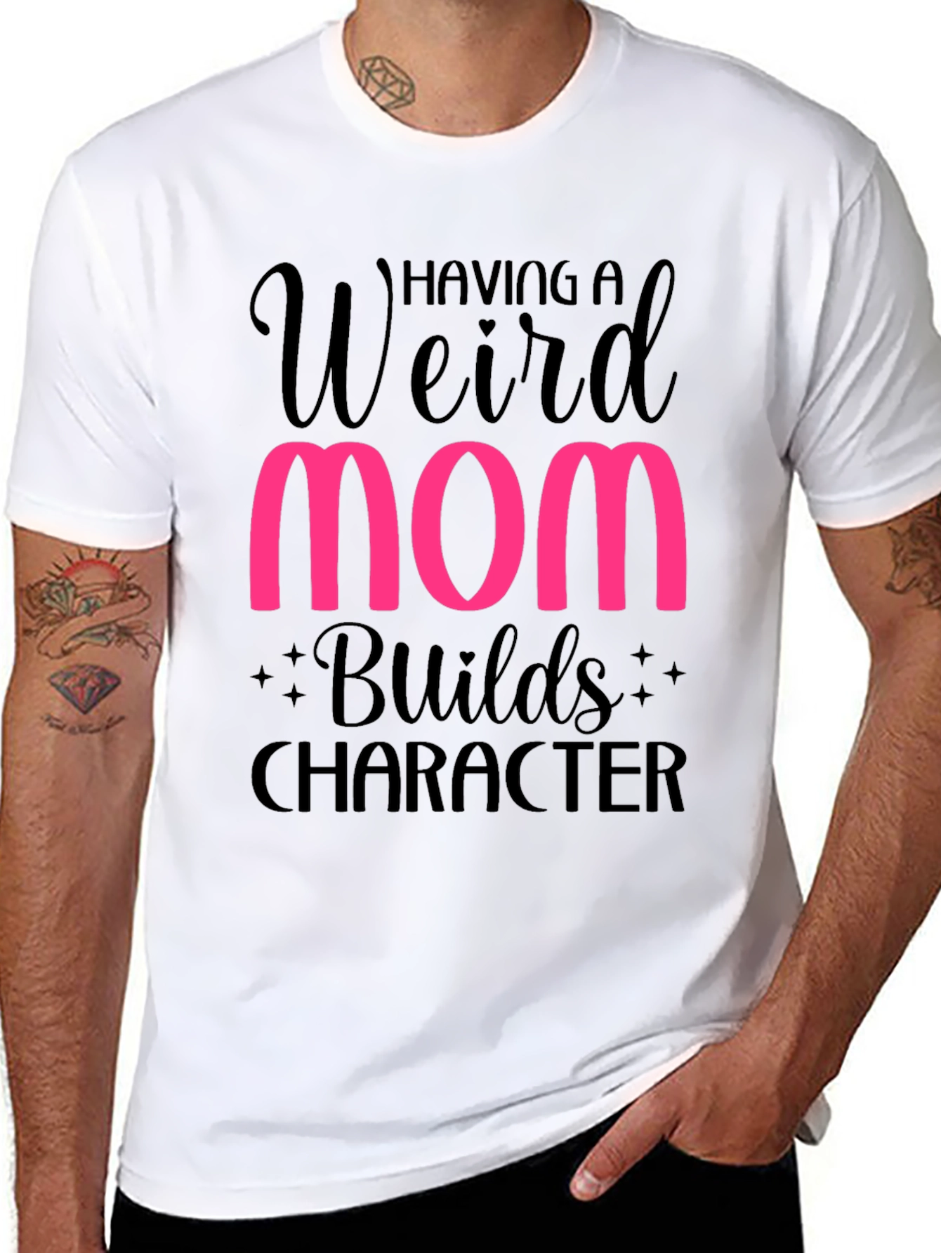 Black Weird Mom Builds Character T-Shirt view 8