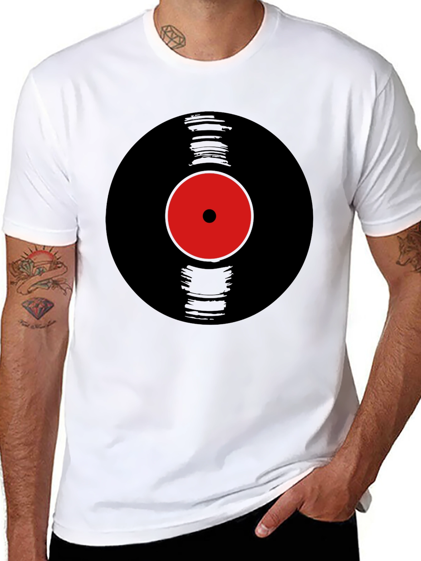 Black Retro Vinyl Record Graphic Tee - Black view 8