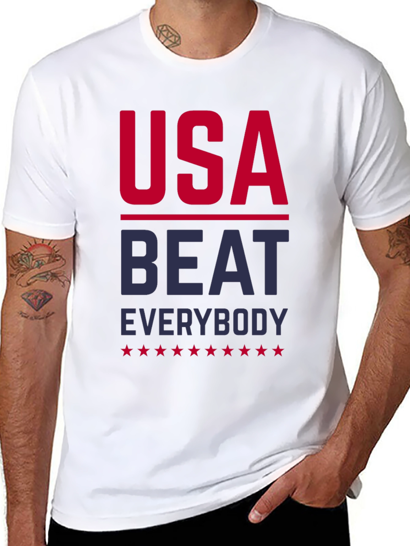Black USA Beat Everybody Patriotic T-Shirt view 8