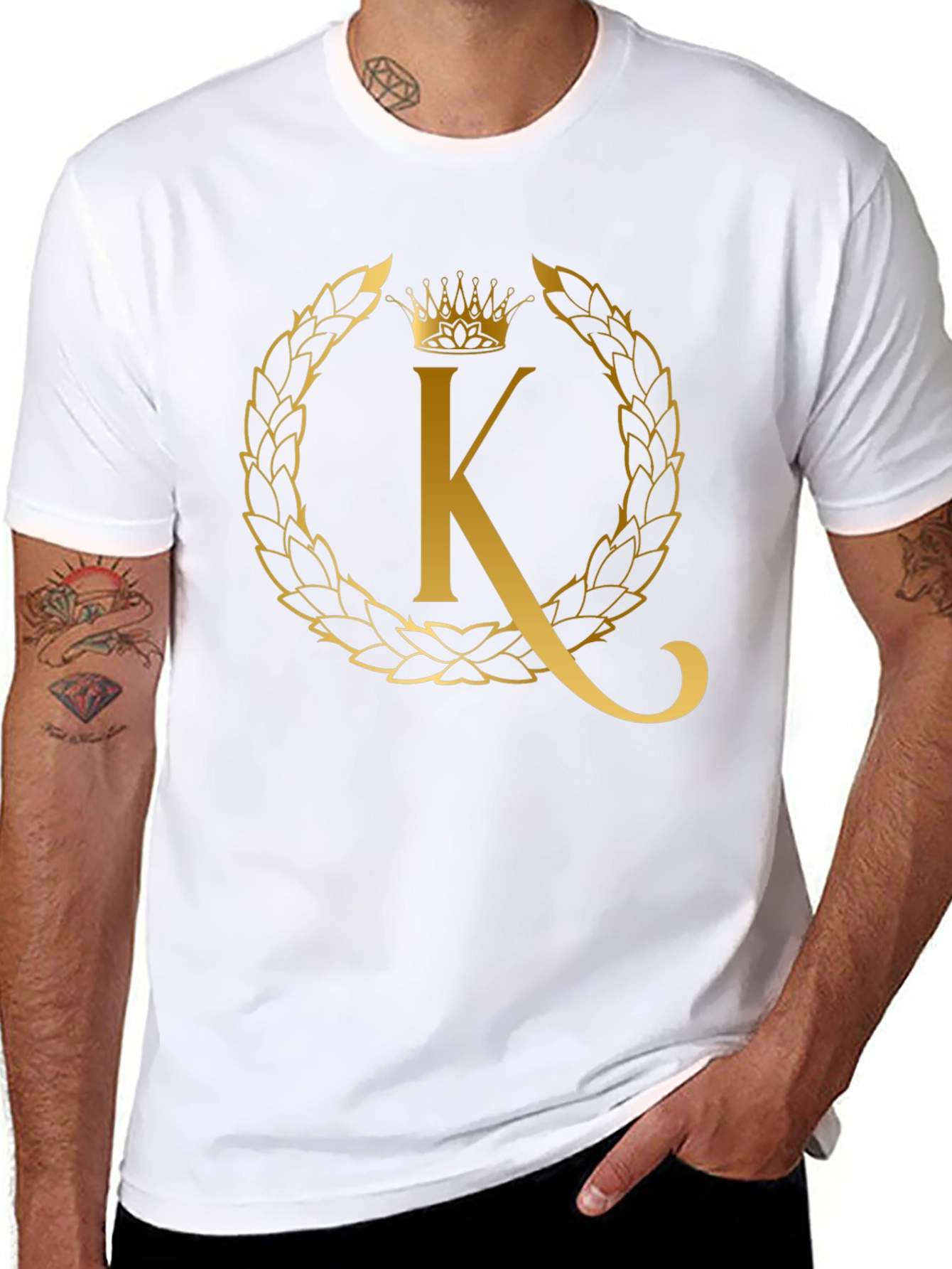 Black Golden 'K' Crown Tee - Stylish Men's Graphic T-Shirt view 8