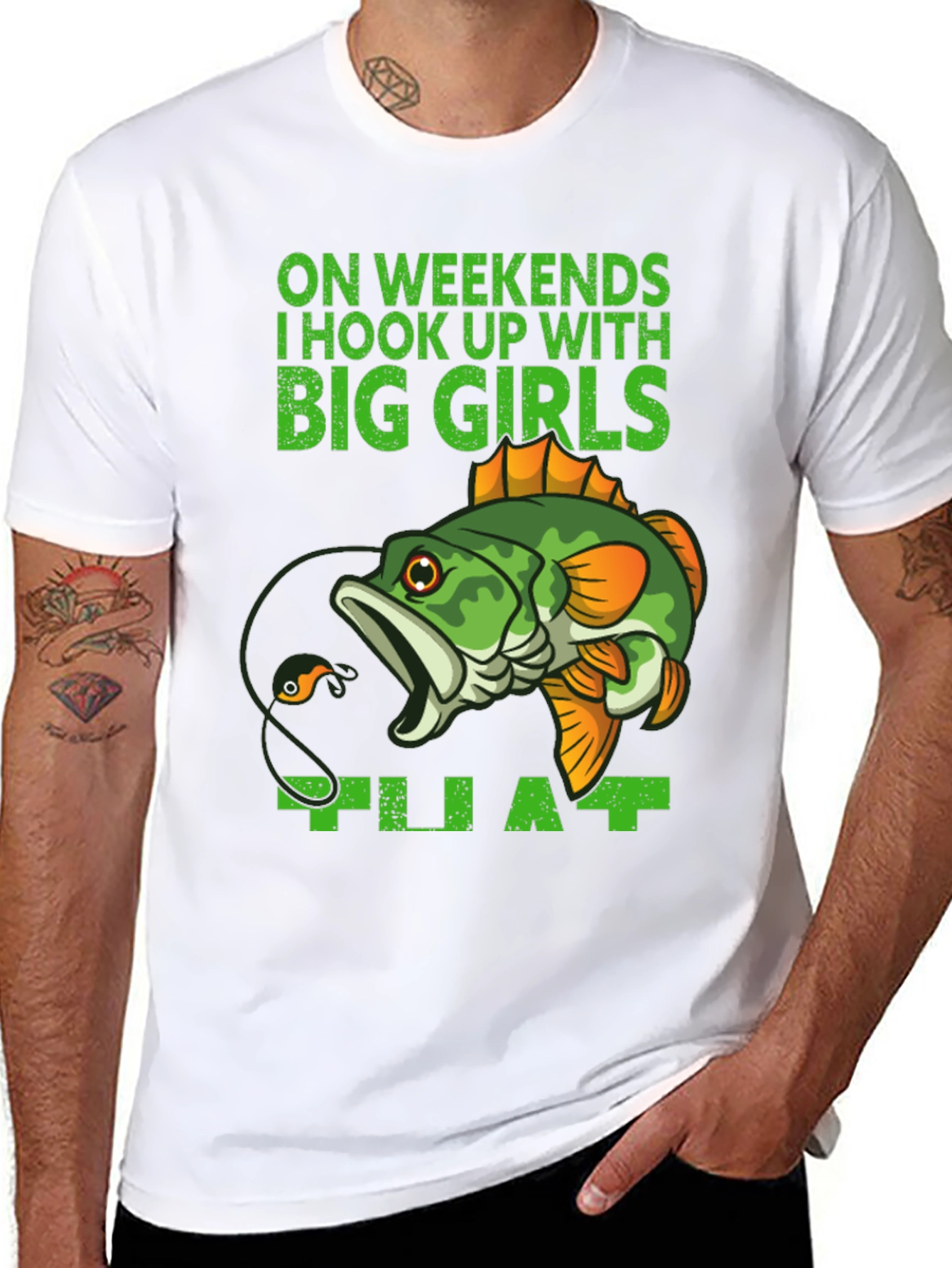 Black Fishing Hook Up Funny Graphic T-Shirt view 8