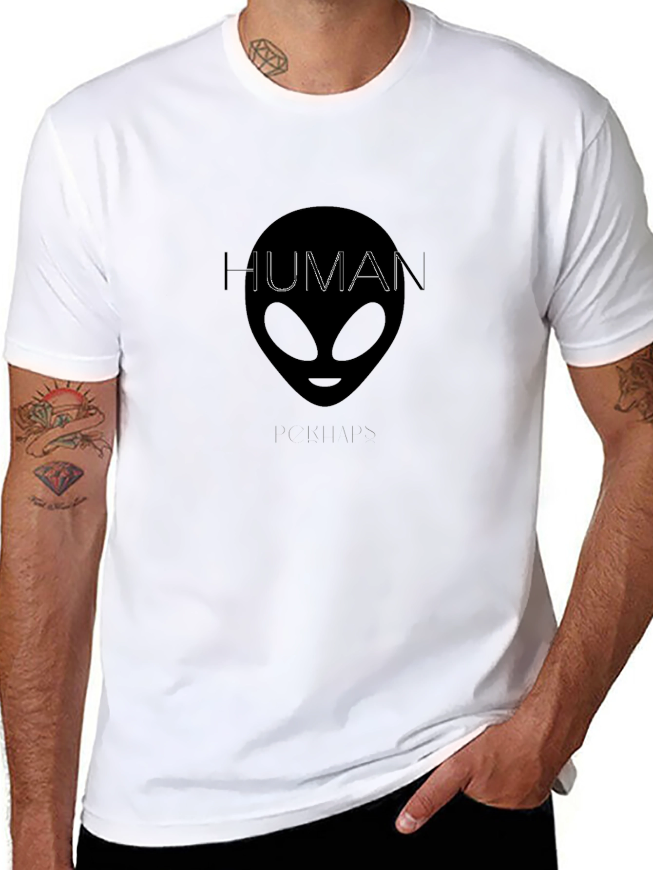 Black Human Disguise T-Shirt - Alien Graphic Tee view 8