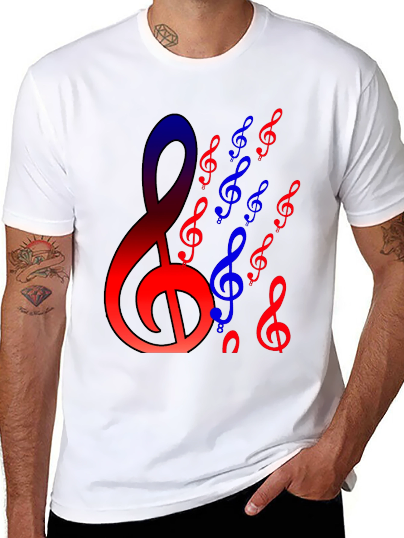 Black Musical Clef Graphic Tee - Black view 8
