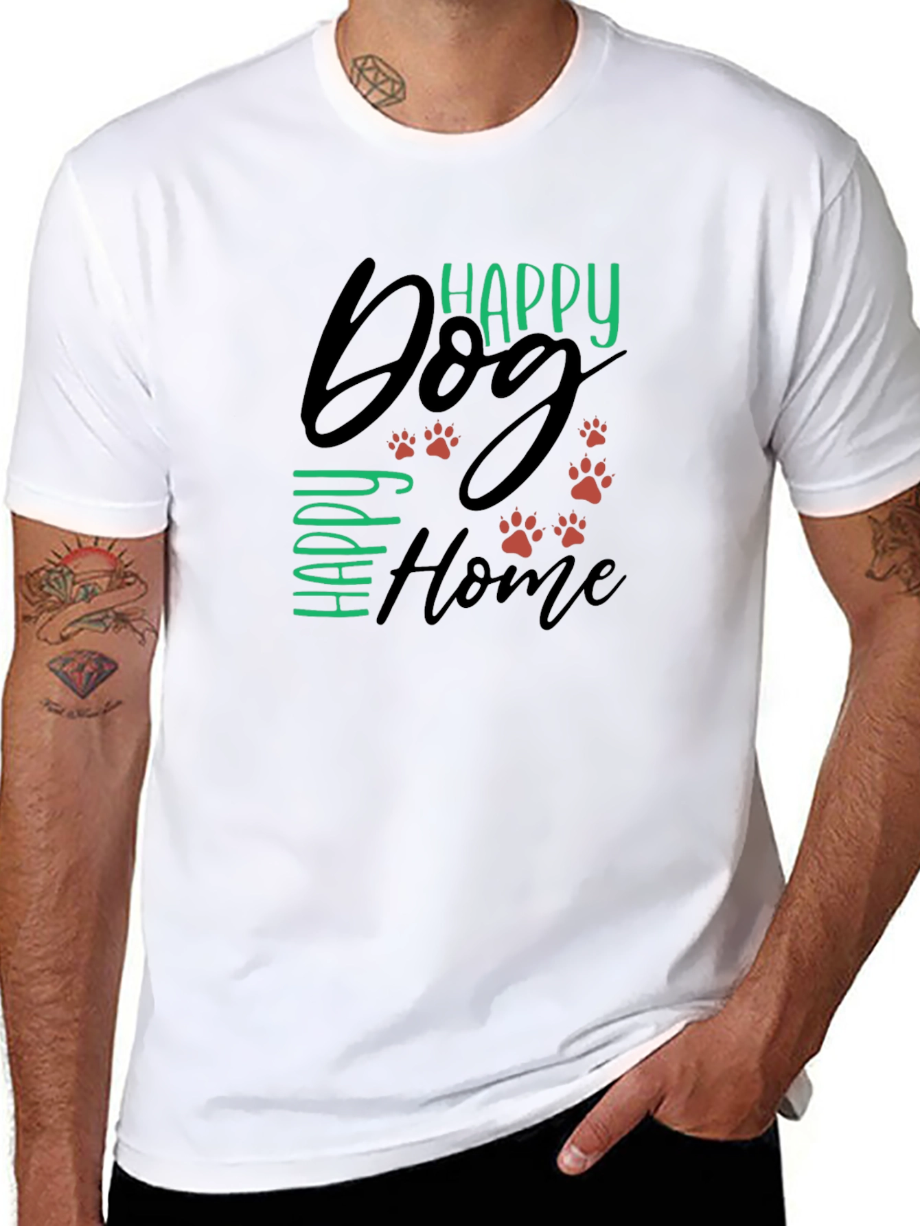 Black Happy Dog Happy Home Graphic Tee view 8