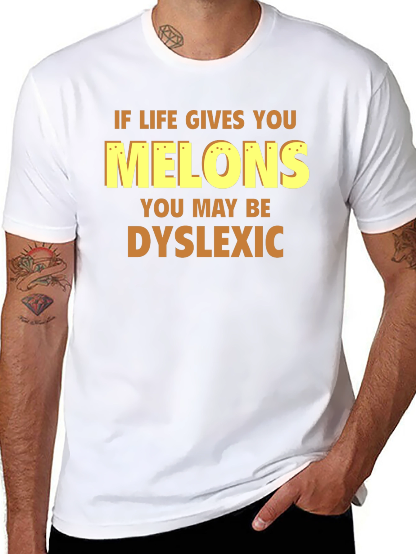 Black Dyslexic Melons Graphic T-Shirt - Funny Humor Tee view 8