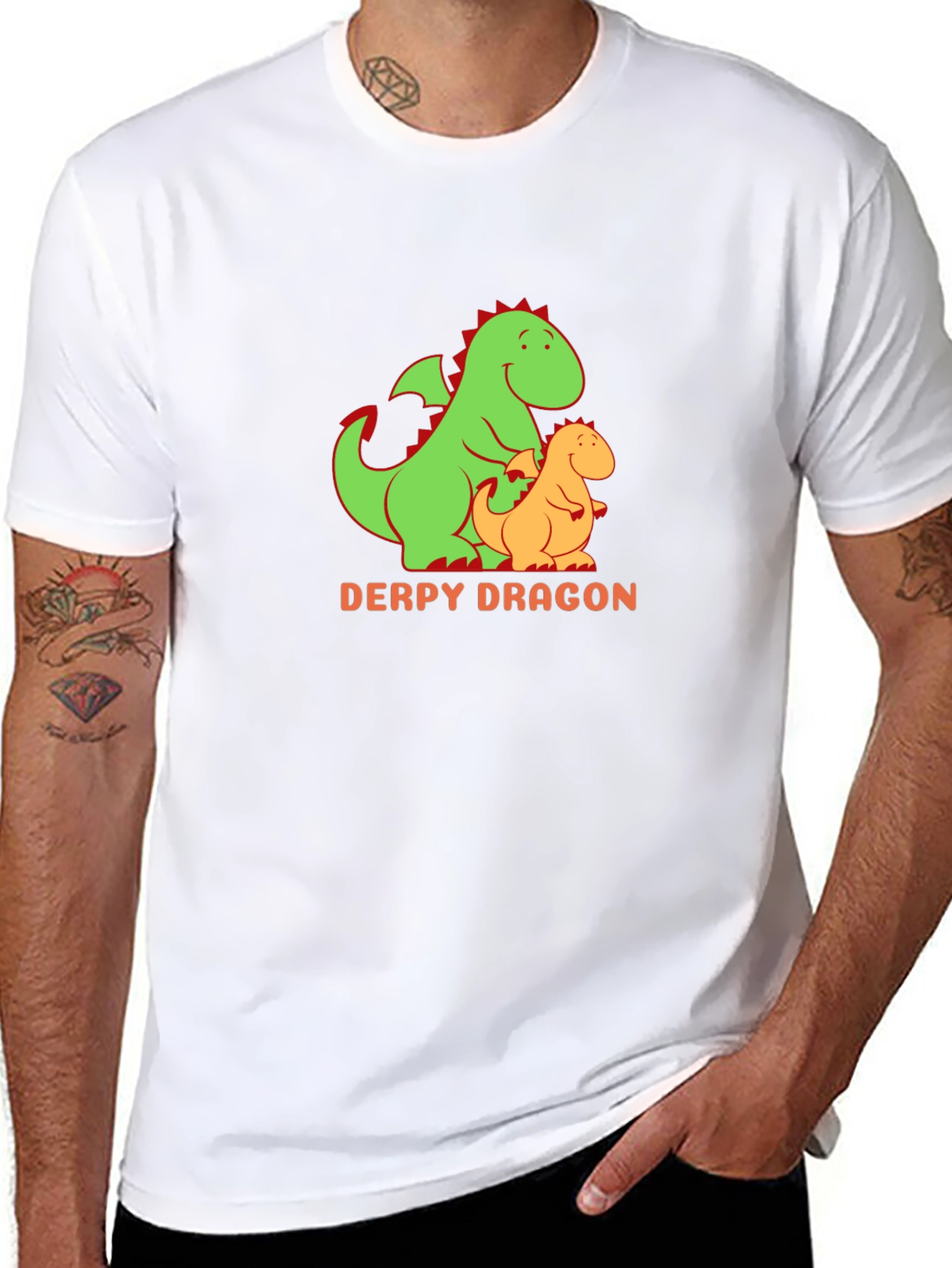 Black Derpy Dragon Graphic Tee - Black Cotton T-Shirt view 8