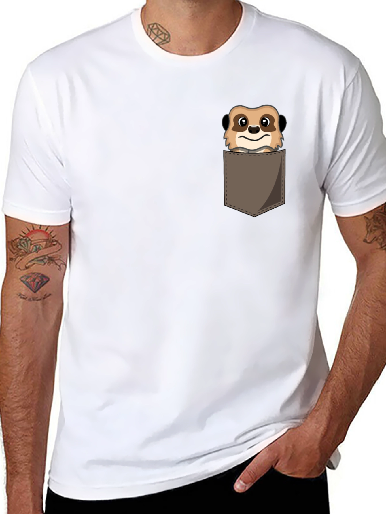 Black Meerkat Pocket T-Shirt - Novelty Animal Tee view 8