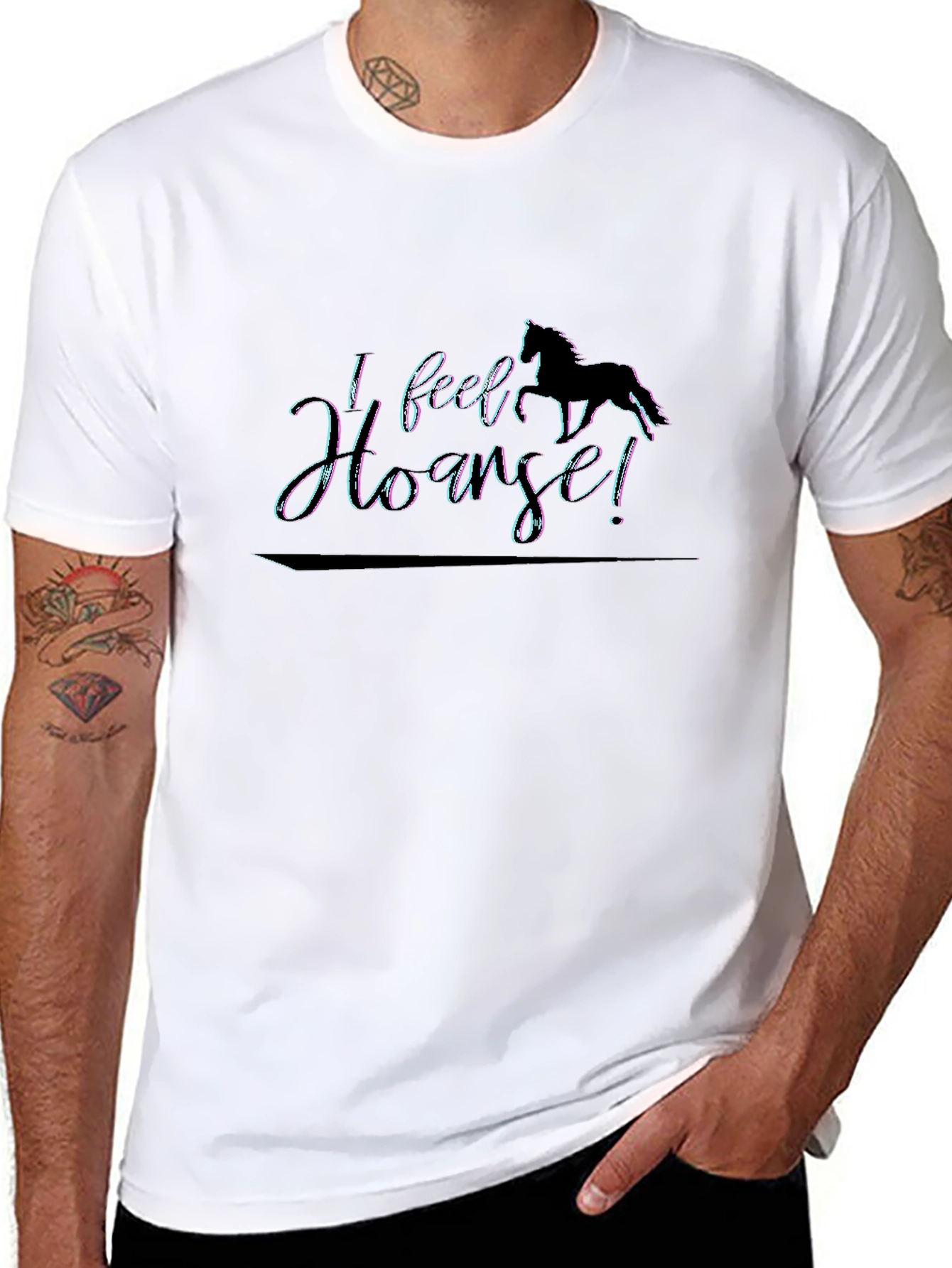 Black I Feel Horse! Graphic Tee - Black Unisex T-Shirt view 8