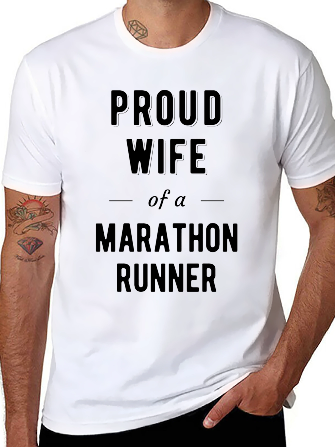 Black Proud Wife of a Marathon Runner T-Shirt view 8