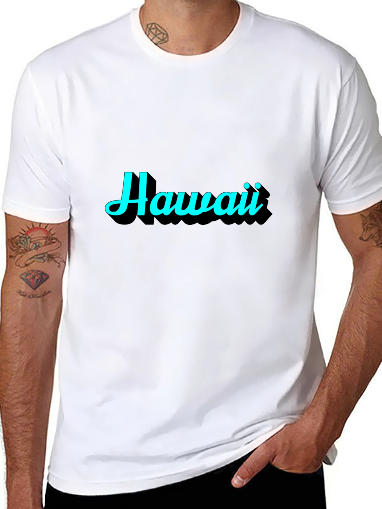 Hawaii Graphic Print Black T-Shirt - 8