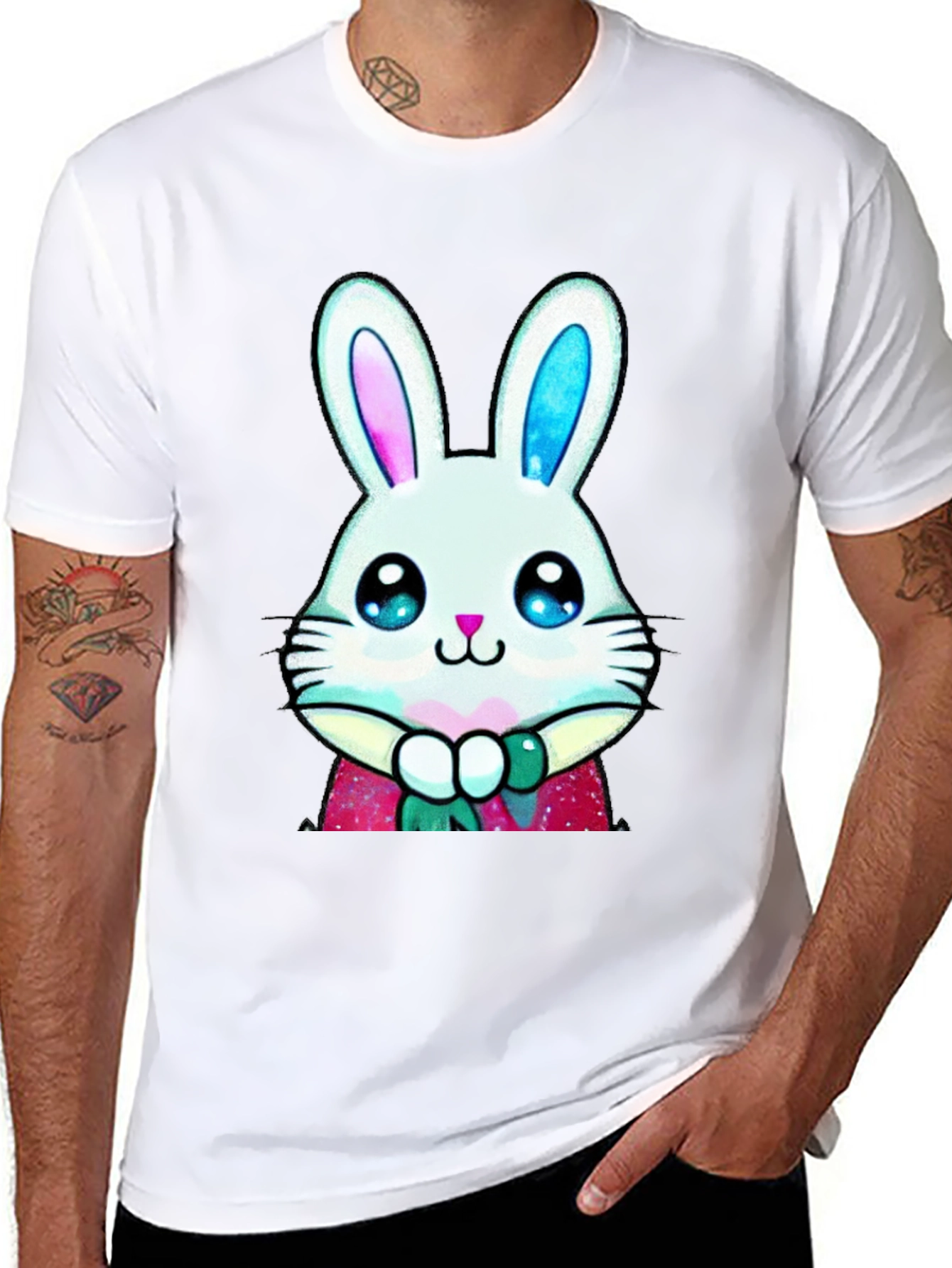 Black Cute Bunny Graphic Tee - Easter Style view 8