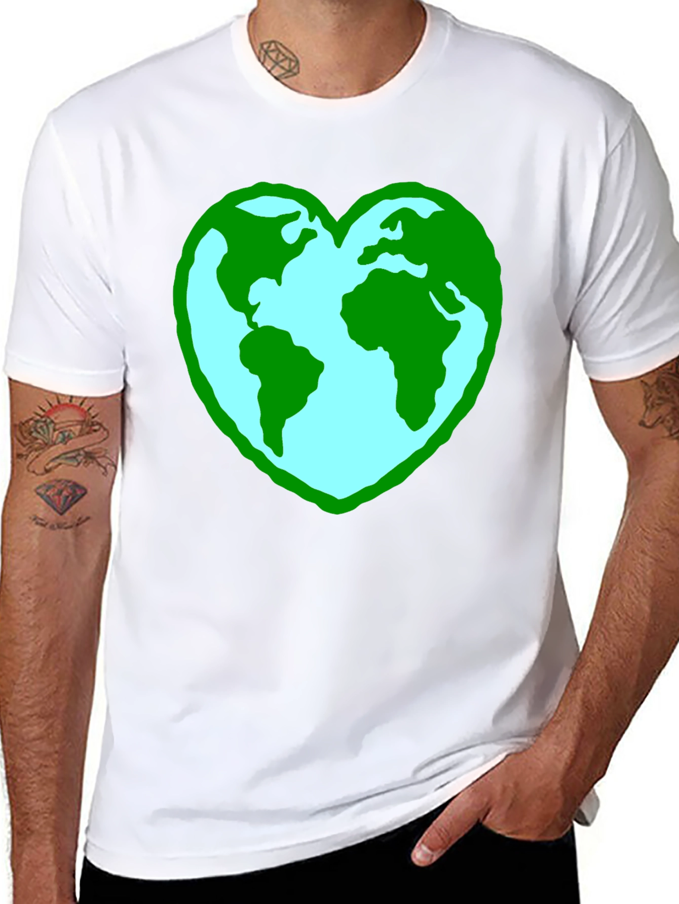 Black Earth Heart Graphic Tee - Black Unisex Shirt view 8