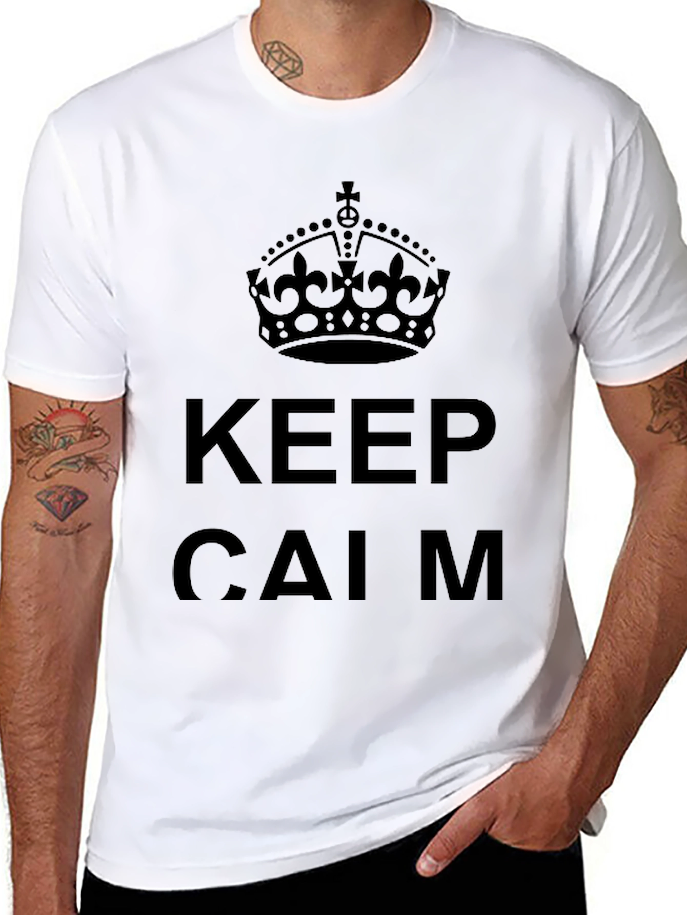 Black Keep Calm Crown Graphic Tee - Black view 8