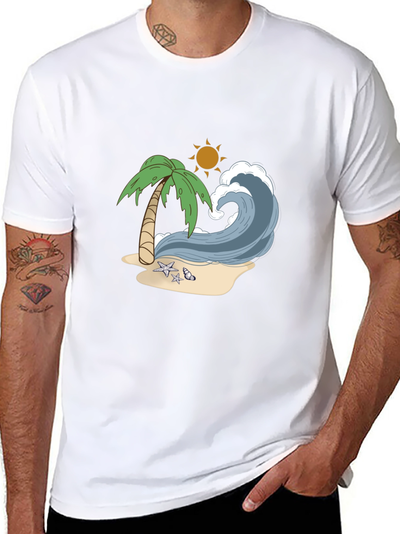 Black Beach Wave Graphic Tee - Tropical Vibes view 8