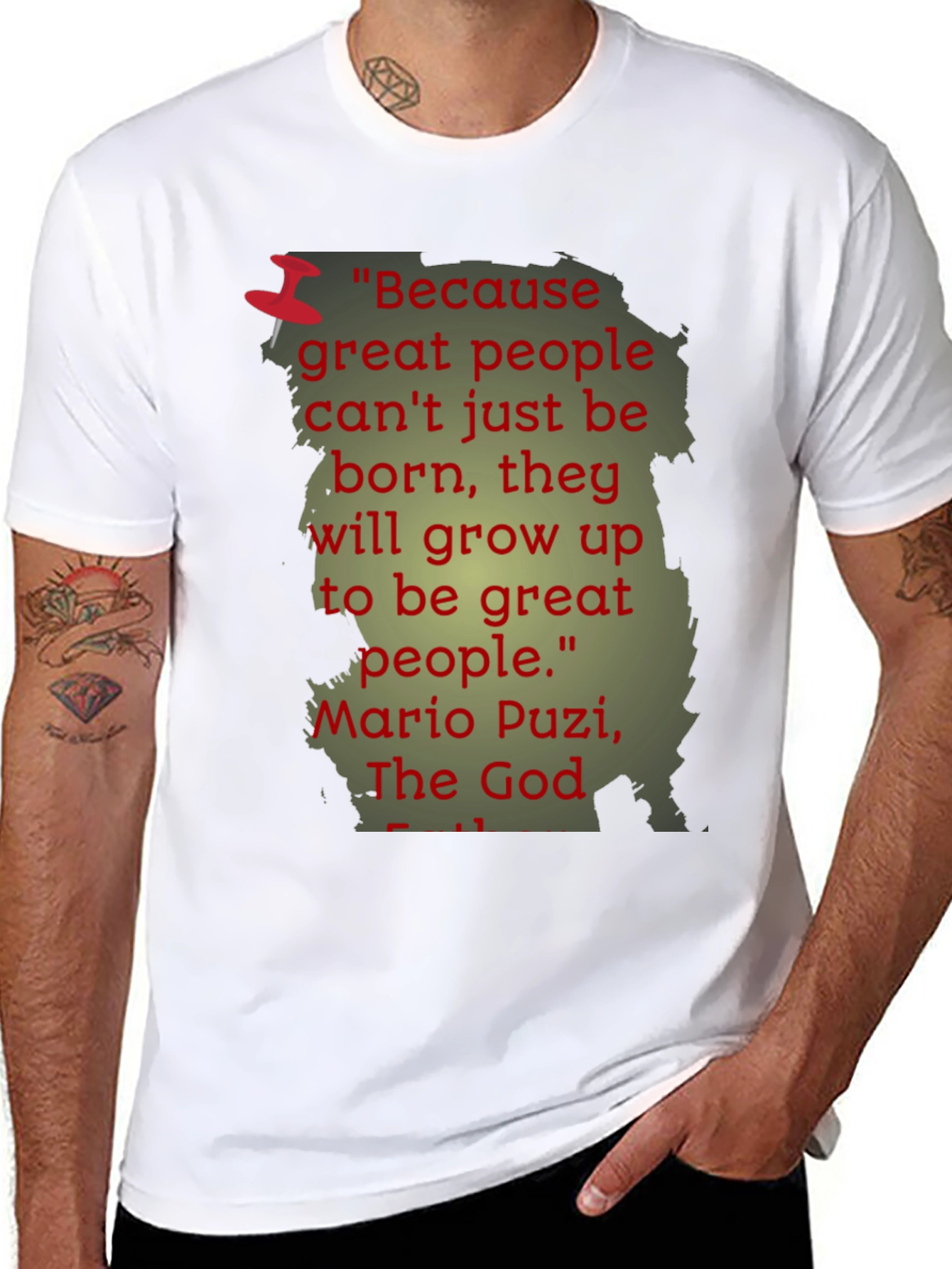 Black Inspiring Quote T-Shirt - Mario Puzi view 8