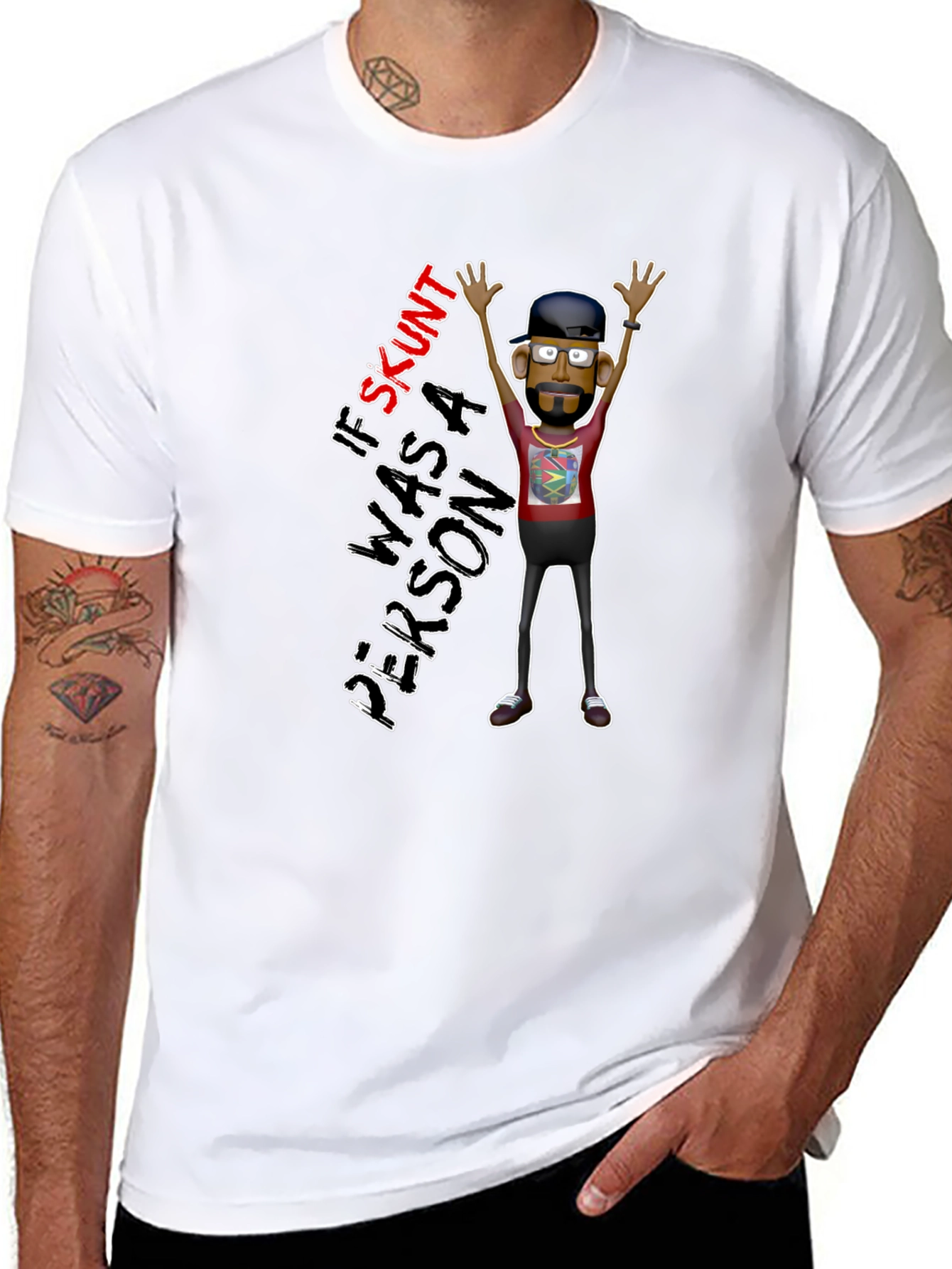 Black Skunt Person Graphic Tee - Funny Novelty Shirt view 8