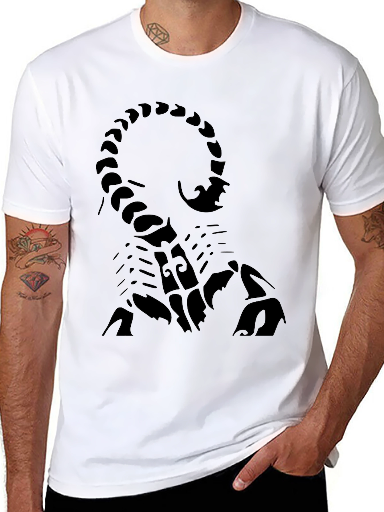 Black Black Scorpion Graphic Tee - Men's Casual T-Shirt view 8