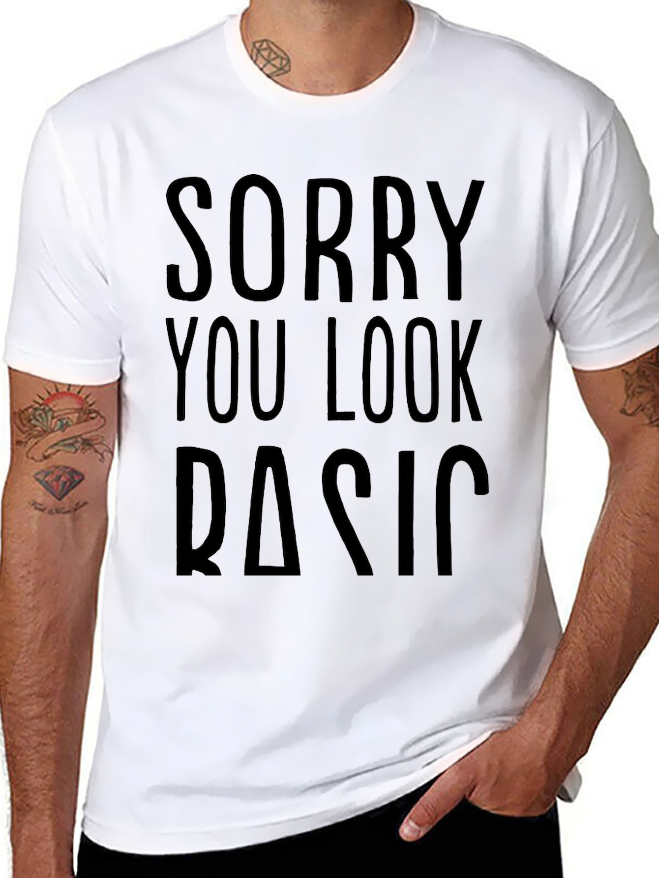 Black Sorry You Look Basic T-Shirt Funny Novelty Tee view 8