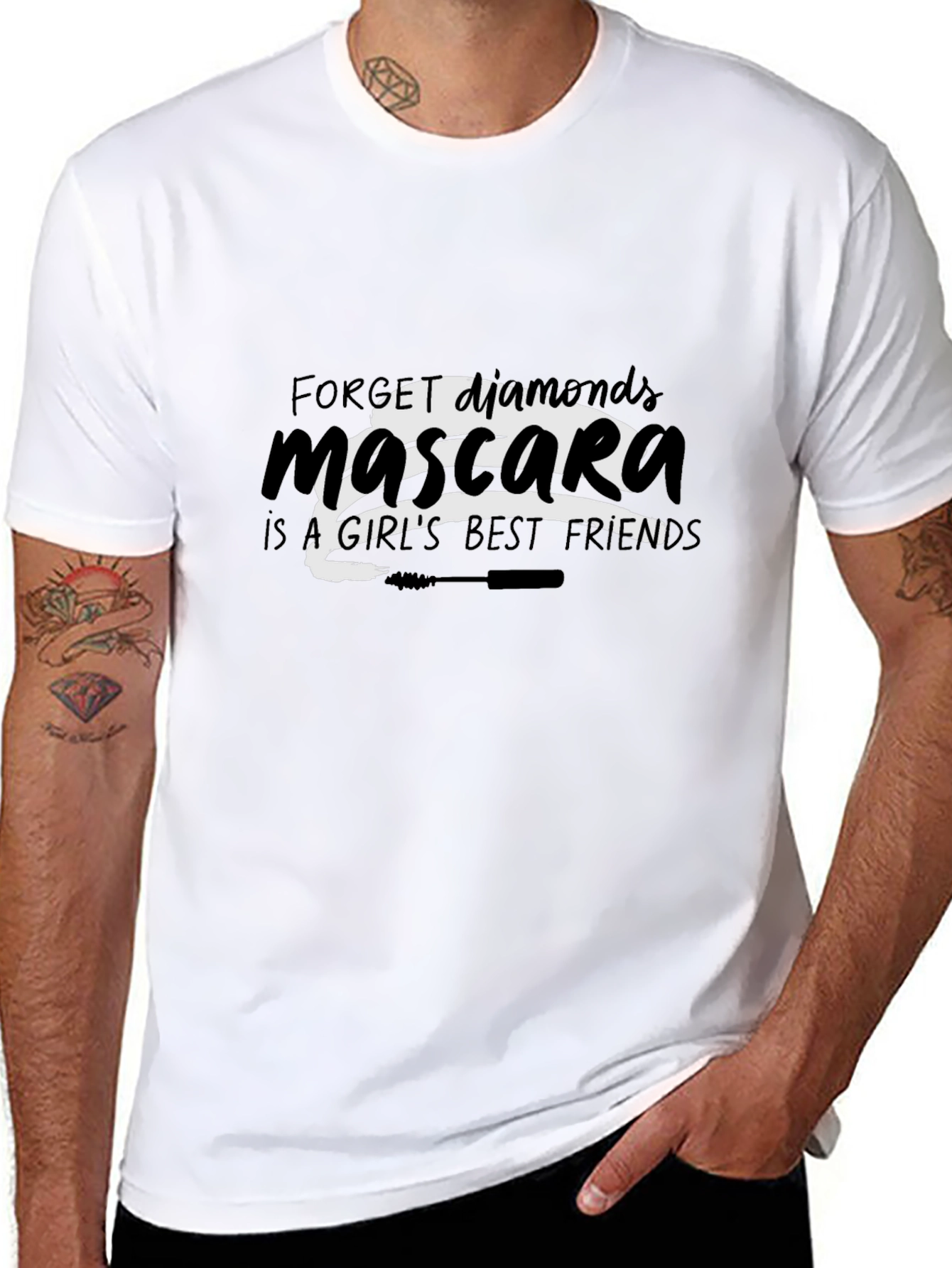 Black Mascara is a Girl's Best Friend - Black T-shirt view 8
