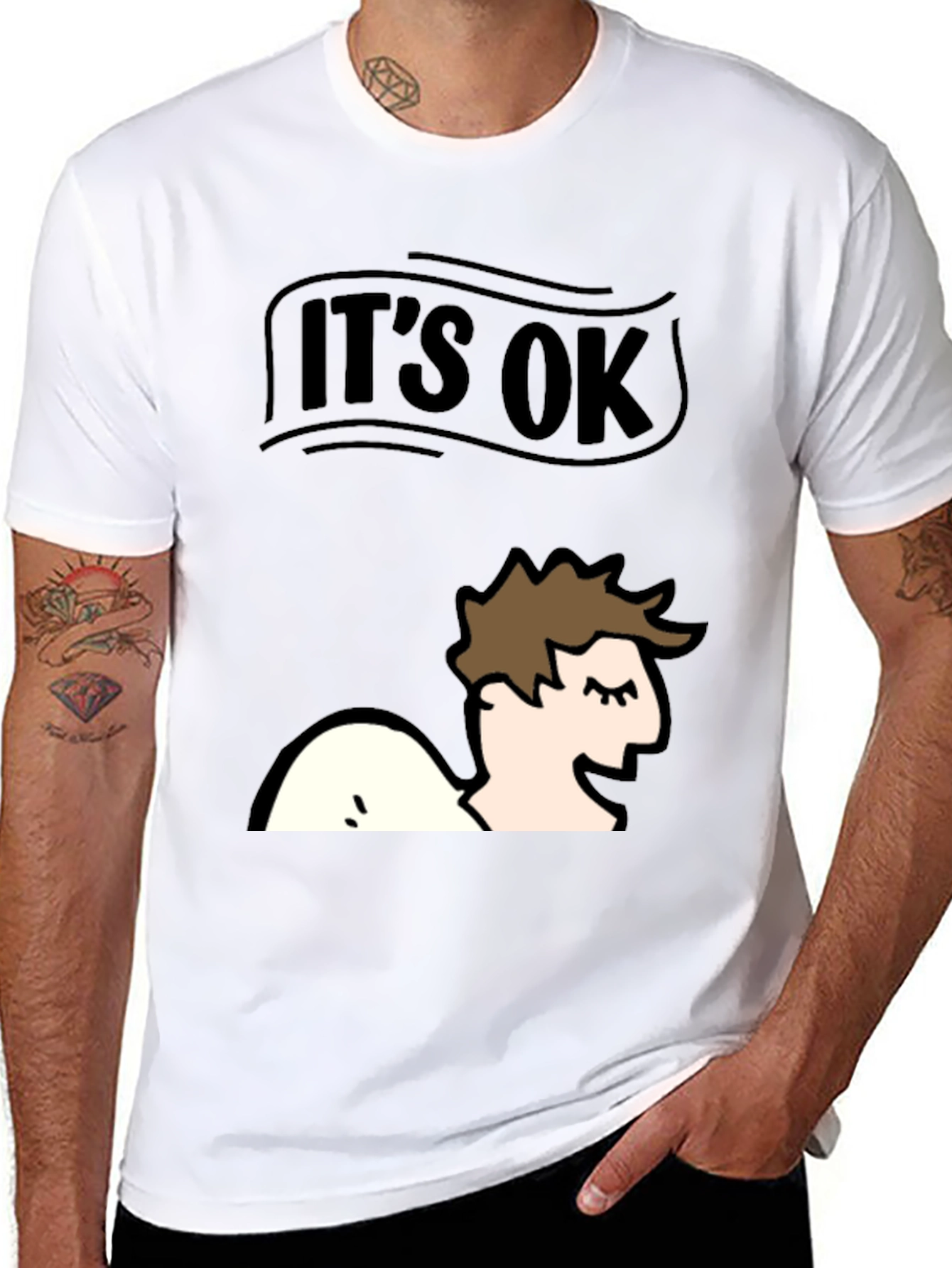 Black It's Ok T-Shirt - Funny Graphic Tee view 8