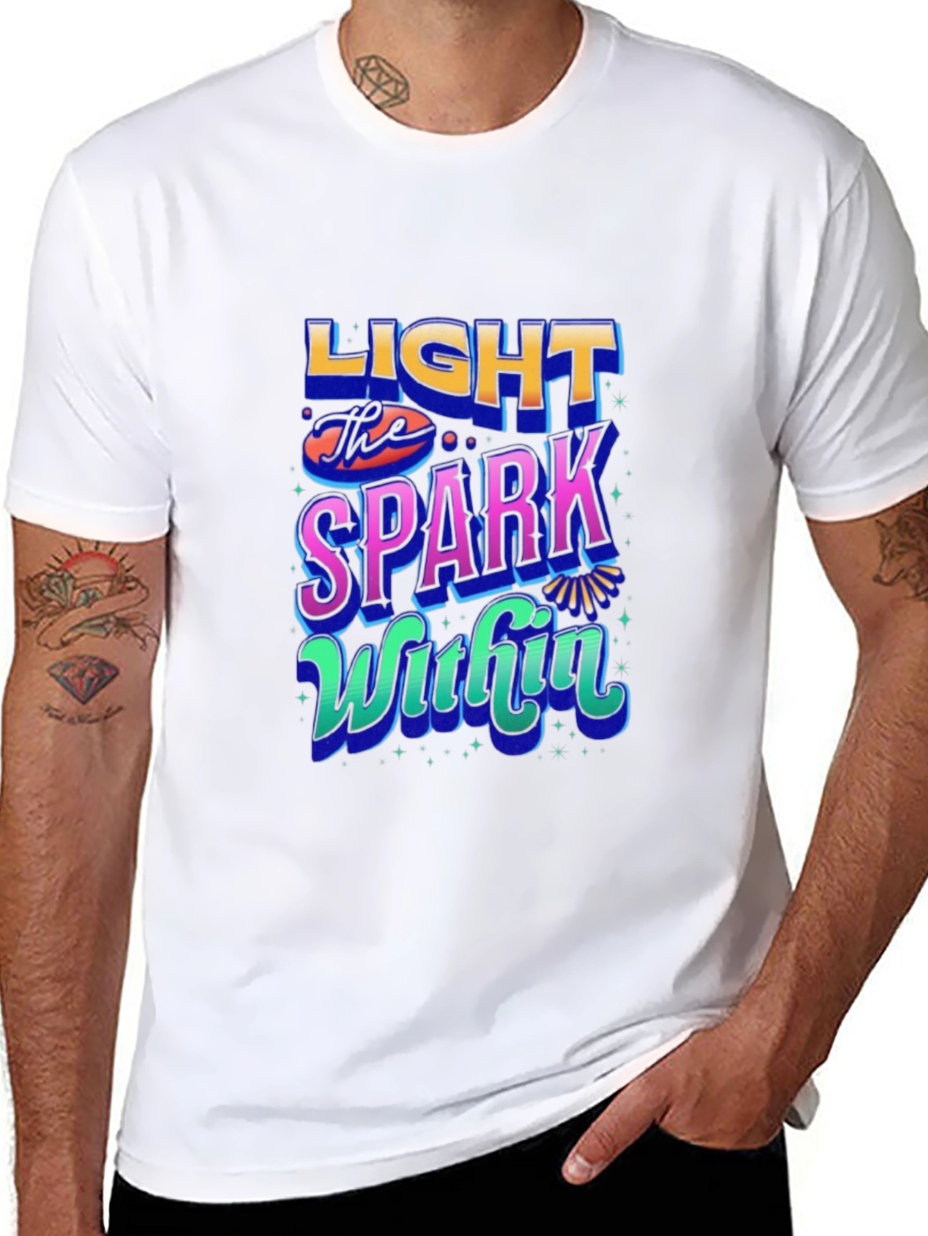 Black Light the Spark Within Graphic Tee - Black view 8