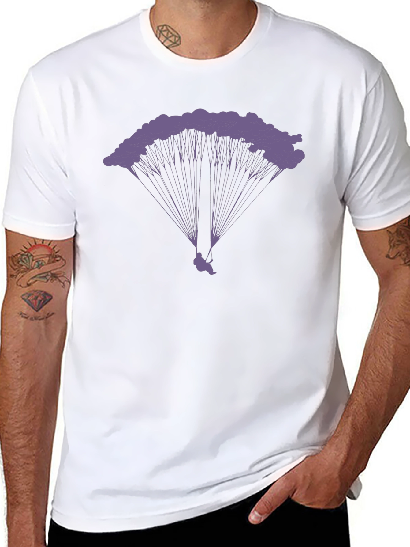 Black Parachute T-Shirt - Skydiving Graphic Tee view 8