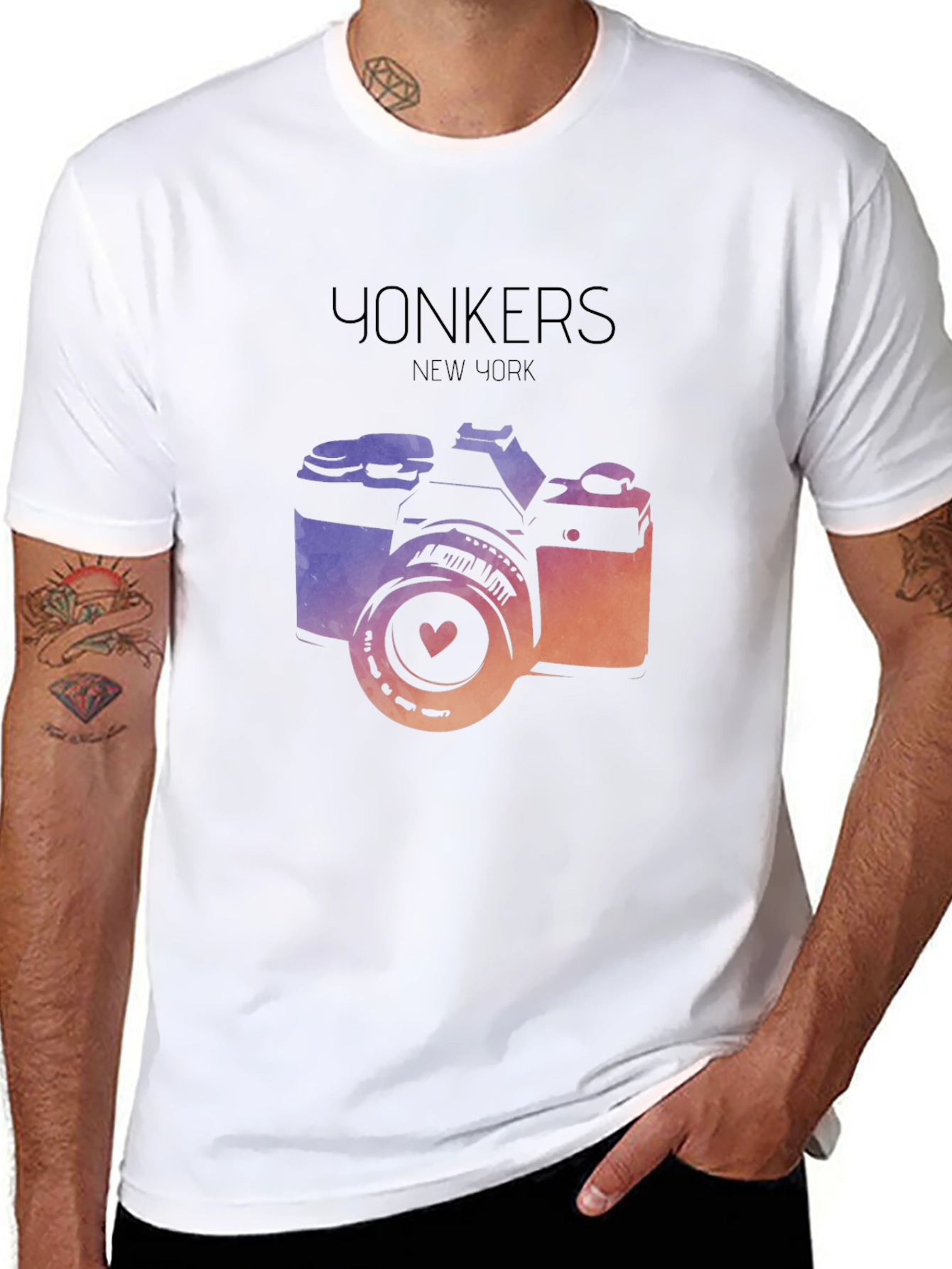 Black Yonkers New York Camera Graphic T-Shirt view 8