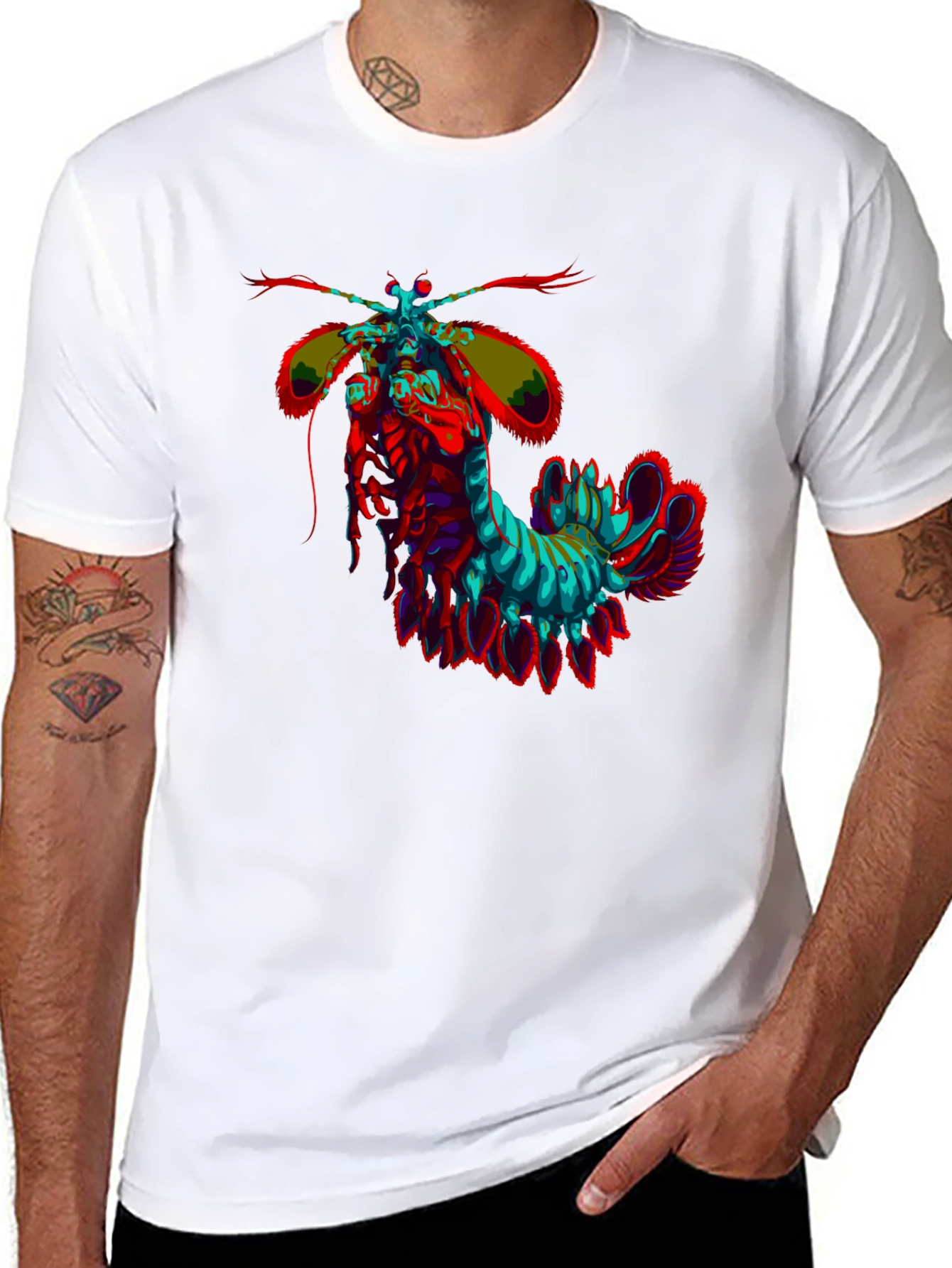 Black Psychedelic Mantis Shrimp Graphic Tee view 8