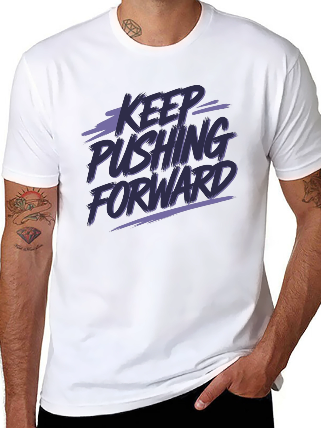 Black Keep Pushing Forward Graphic Tee view 8