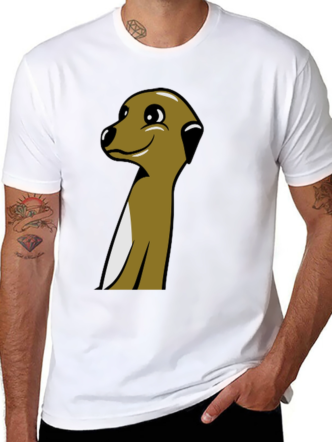 Black Meerkat Cartoon Graphic Tee - Black view 8
