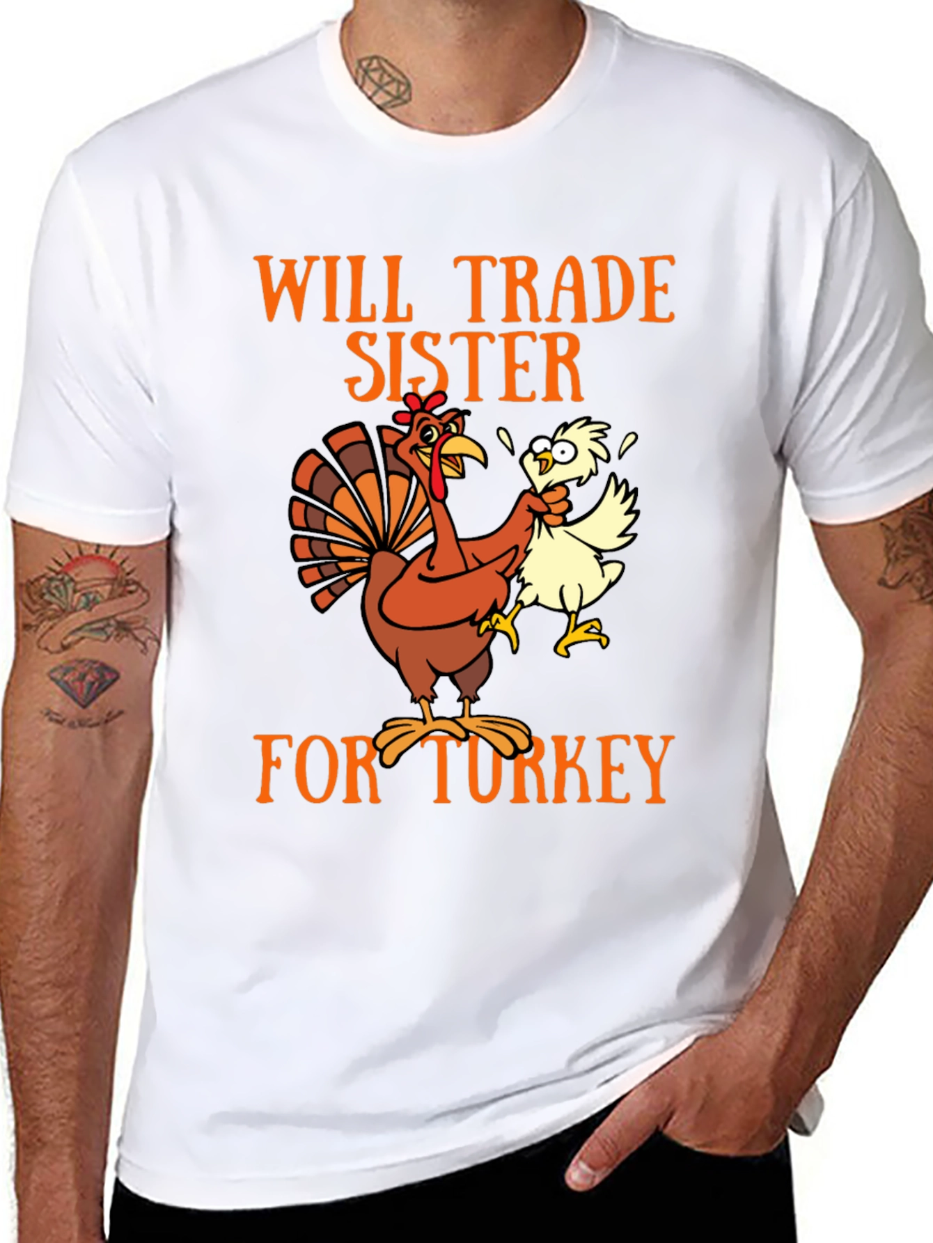 Black Funny Turkey Trade Thanksgiving T-Shirt view 8