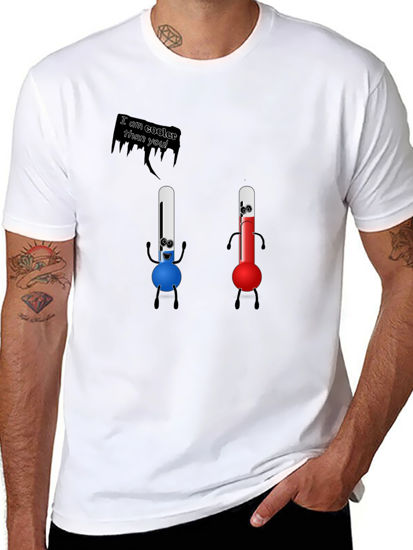 Black Cooler Than You T-Shirt - Funny Thermometer Tee view 8