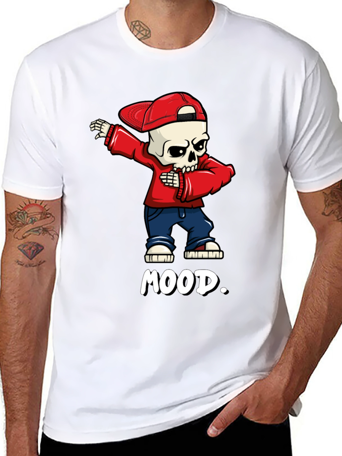 Black Mood Skeleton Dab Graphic Tee - Trendy Streetwear view 8