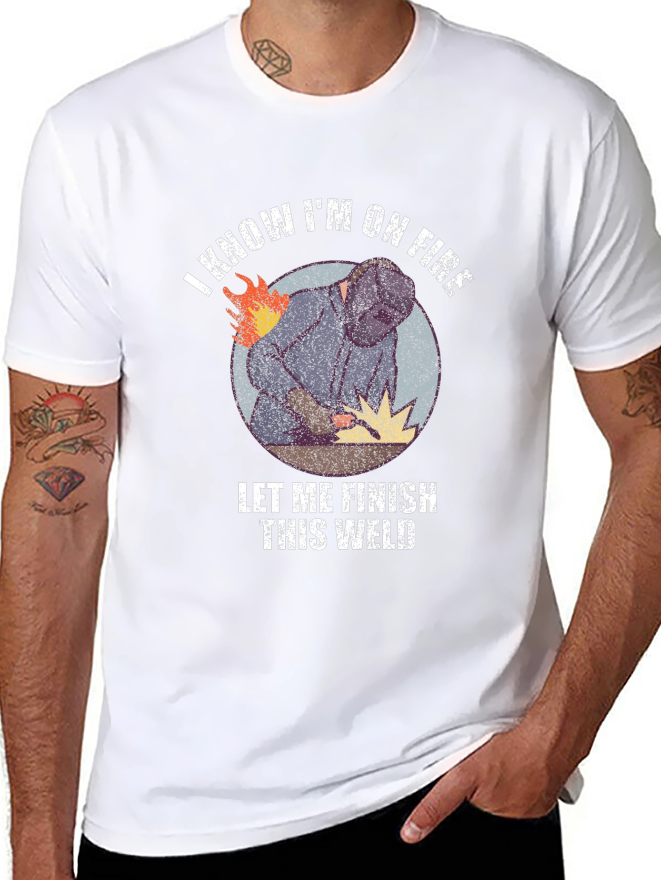 Black I Know I'm On Fire Welding T-Shirt view 8