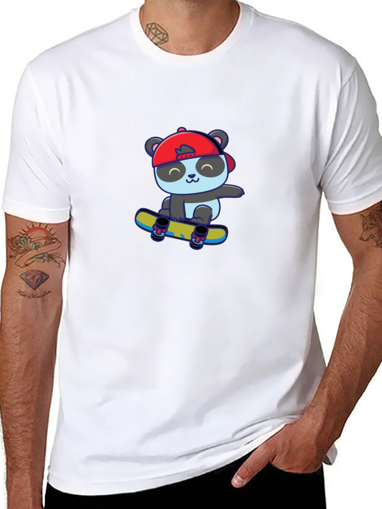 Black Skateboarding Panda Graphic Tee view 8