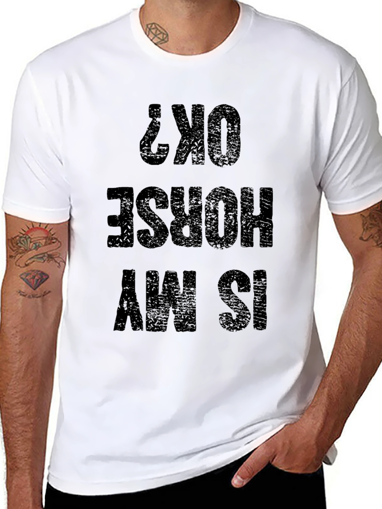 Black Is My Horse OK? Funny Graphic Tee view 8