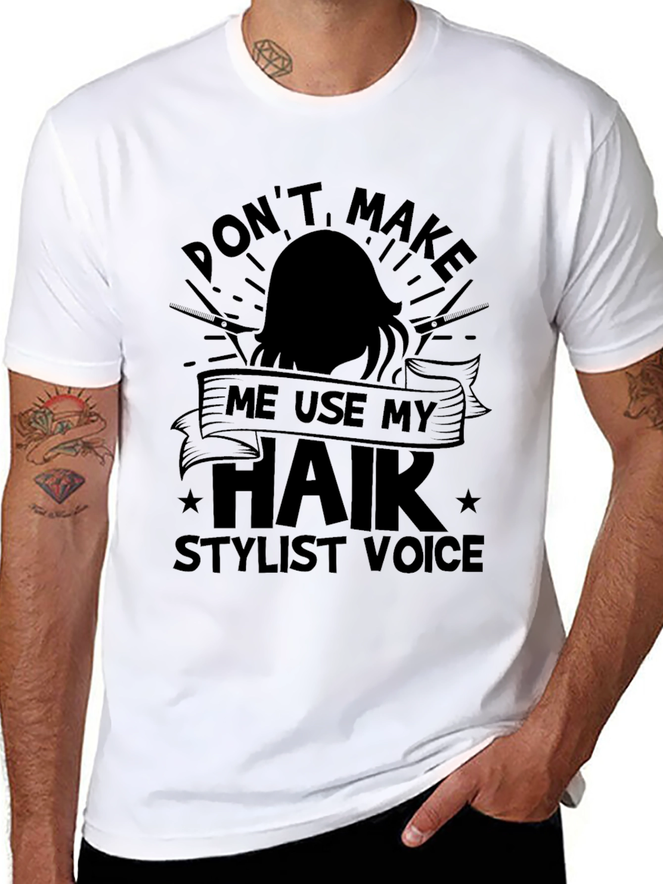 Black Funny Hair Stylist T-Shirt - "Don't Make Me" view 8