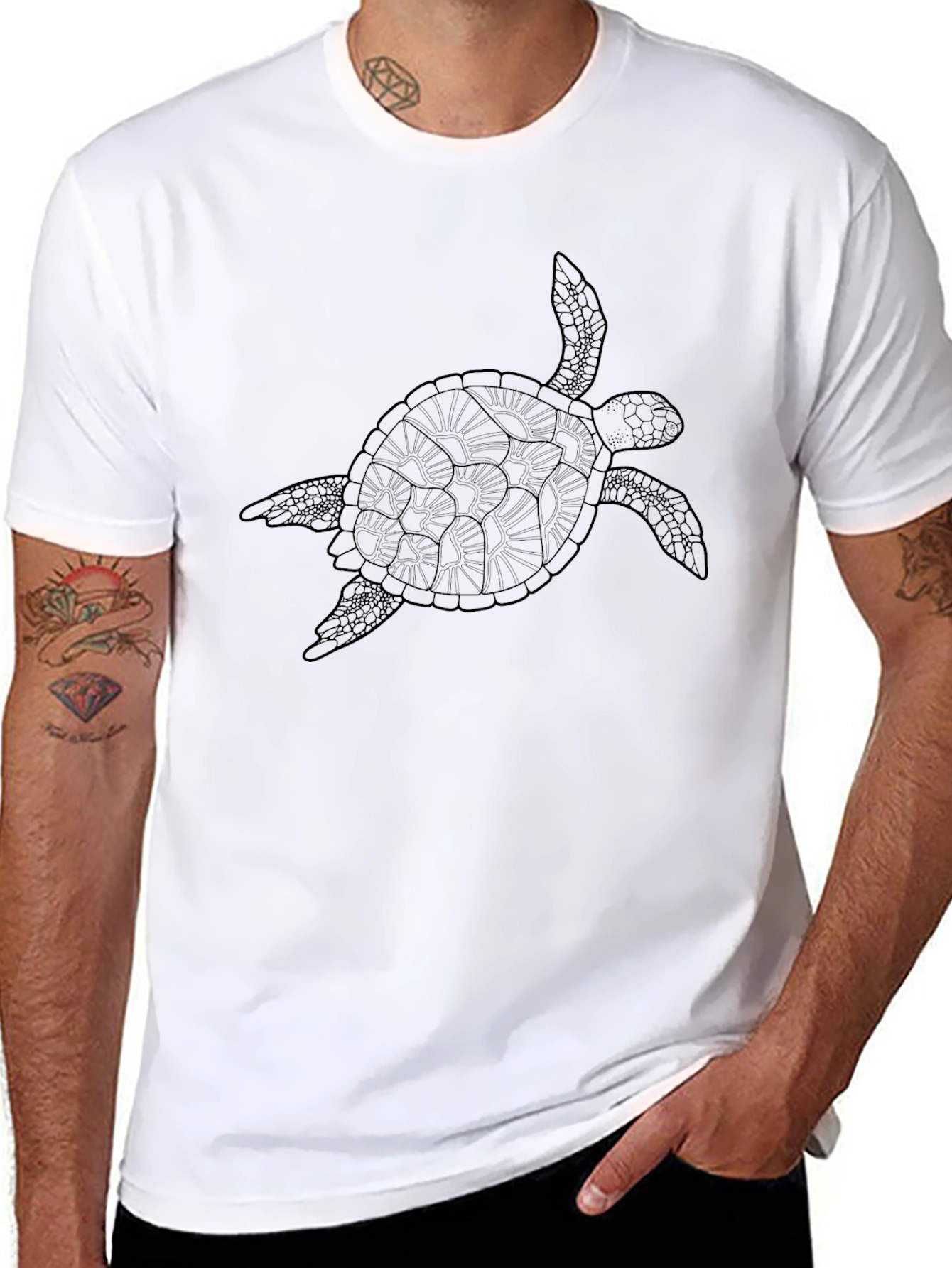 Black Men's Black Turtle Graphic Tee view 8