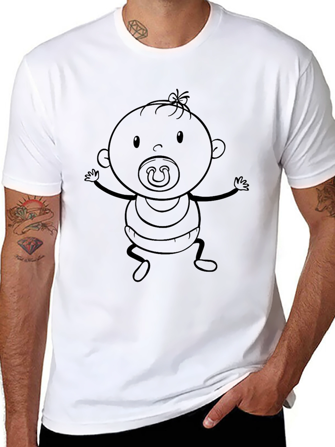 Black Funny Baby Graphic Black T-Shirt view 8